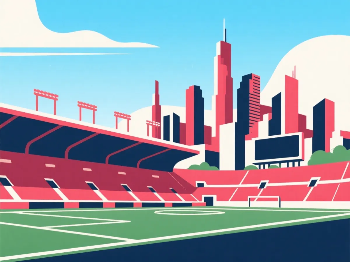 世界盃資訊中心的視覺示意：場館與城市